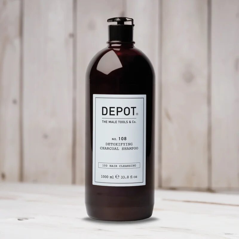 DEPOT NO. 108 DETOXIFYING CHARCOAL SHAMPOO čisticí detoxikační šampon pro všechny typy vlasů 1000 ml