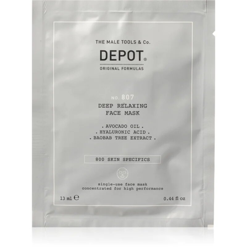 DEPOT NO. 807 RELAXING FACE MASK zklidňující a hydratační maska pro muže 12x13 ml