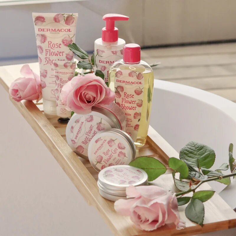 Dermacol Flower Care Rose cukrový tělový peeling 200 g