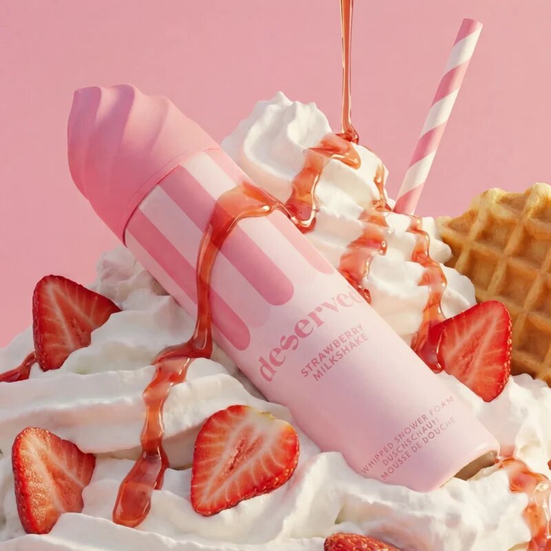 DESERVED Whipped Shower Foam Strawberry Milkshake sprchová pěna na tělo 250 ml