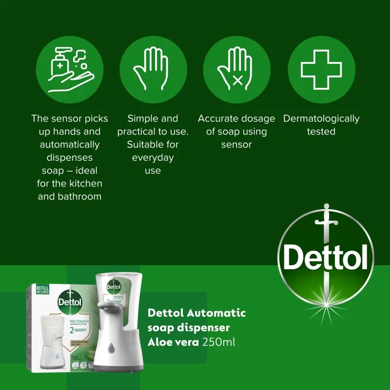 Dettol Soft on Skin Aloe Vera bezdotykový dávkovač mýdla 250 ml