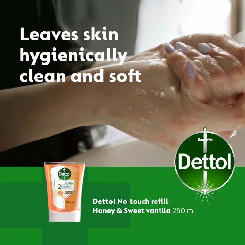 Dettol Soft on Skin Kids No-Touch Refill náplň do bezdotykového dávkovače mýdla Honey & Vanilla 250 ml