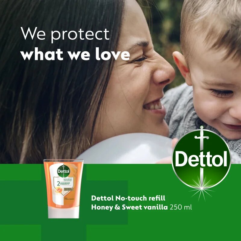 Dettol Soft on Skin Kids No-Touch Refill náplň do bezdotykového dávkovače mýdla Honey & Vanilla 250 ml