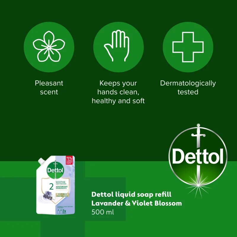 Dettol Soft on Skin Lavender tekuté mýdlo – náhradní náplň 500 ml