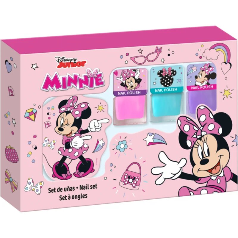Disney Minnie Nail Set sada laků na nehty pro děti 3y+ Pink Blue Purple 3x4.5 ml