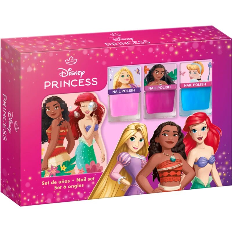 Disney Princess Nail Set sada laků na nehty pro děti 3y+ Pink Blue Pink 3x4.5 ml