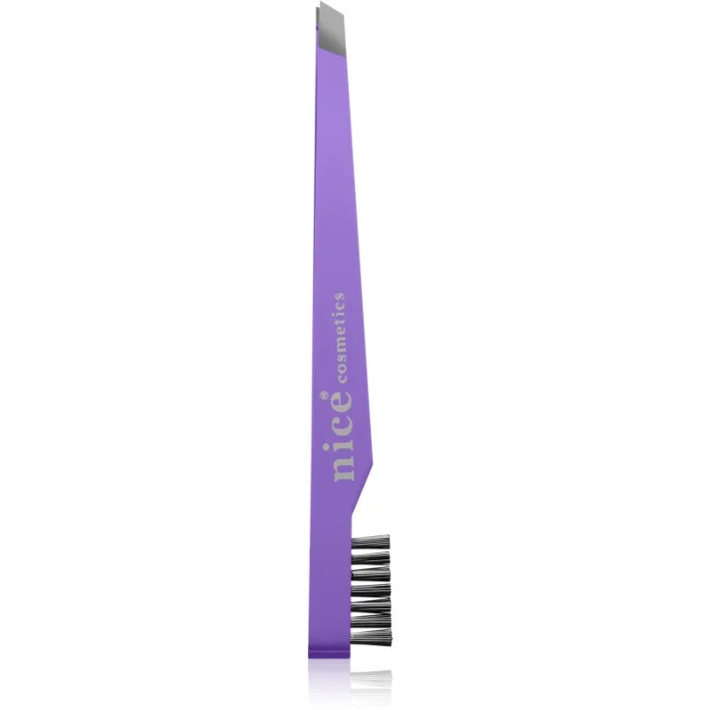 Diva & Nice Cosmetics Accessories pinzeta šikmá s kartáčkem Purple 1 ks