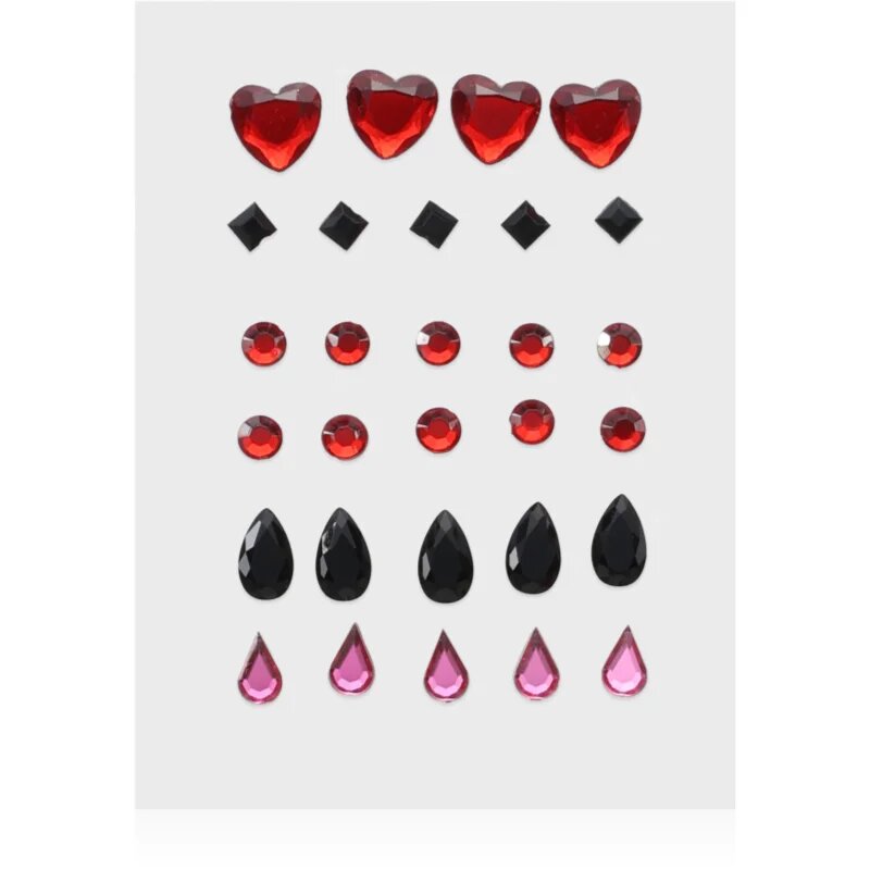 Diva & Nice Cosmetics Face Stones nálepky na obličej Black & Red 35 ks