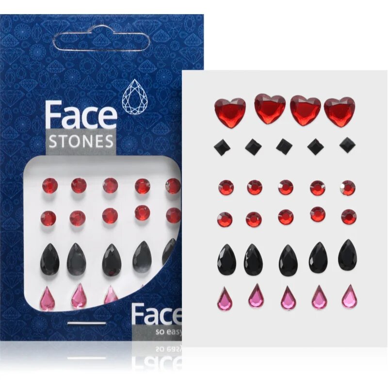 Diva & Nice Cosmetics Face Stones nálepky na obličej Black & Red 35 ks