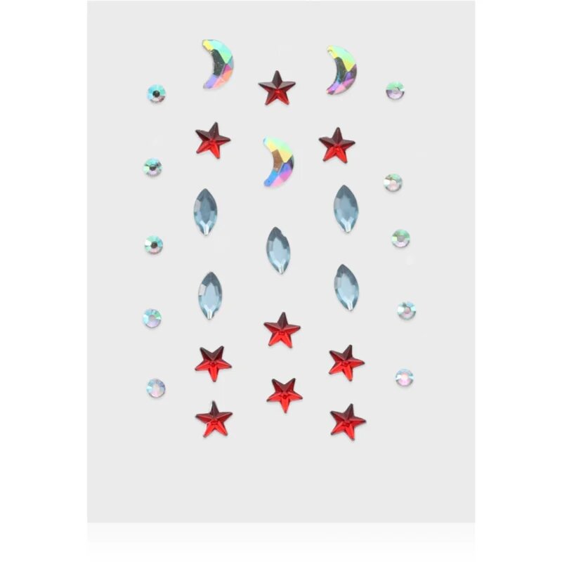Diva & Nice Cosmetics Face Stones nálepky na obličej Red Stars 35 ks