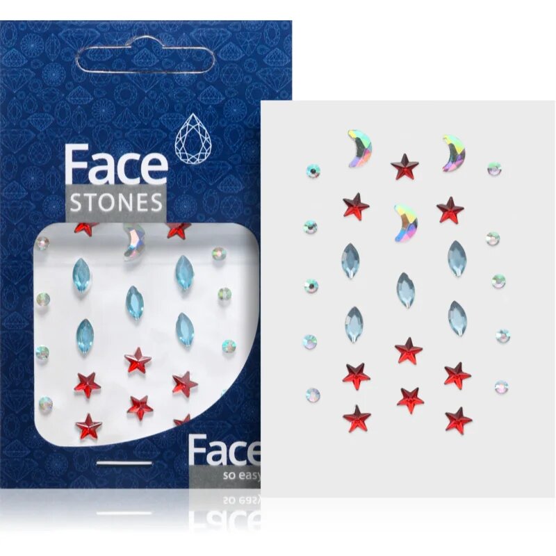 Diva & Nice Cosmetics Face Stones nálepky na obličej Red Stars 35 ks