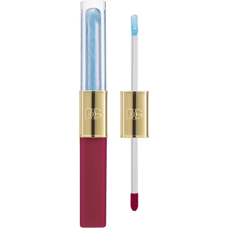 Dolce&Gabbana Make It Double! Lip Tint & Gloss Duo dlouhotrvající rtěnka a lesk na rty 2 v 1 odstín 03 Sour Swirl - Mauve & Blue Shimmer 2x2 ml