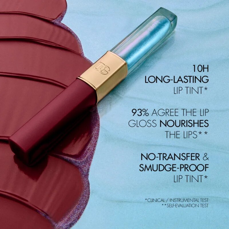 Dolce&Gabbana Make It Double! Lip Tint & Gloss Duo dlouhotrvající rtěnka a lesk na rty 2 v 1 odstín 03 Sour Swirl - Mauve & Blue Shimmer 2x2 ml