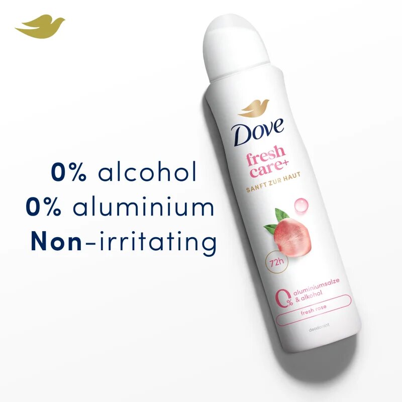Dove 0% ALU Fresh Rose antiperspirant ve spreji bez hliníku 150 ml