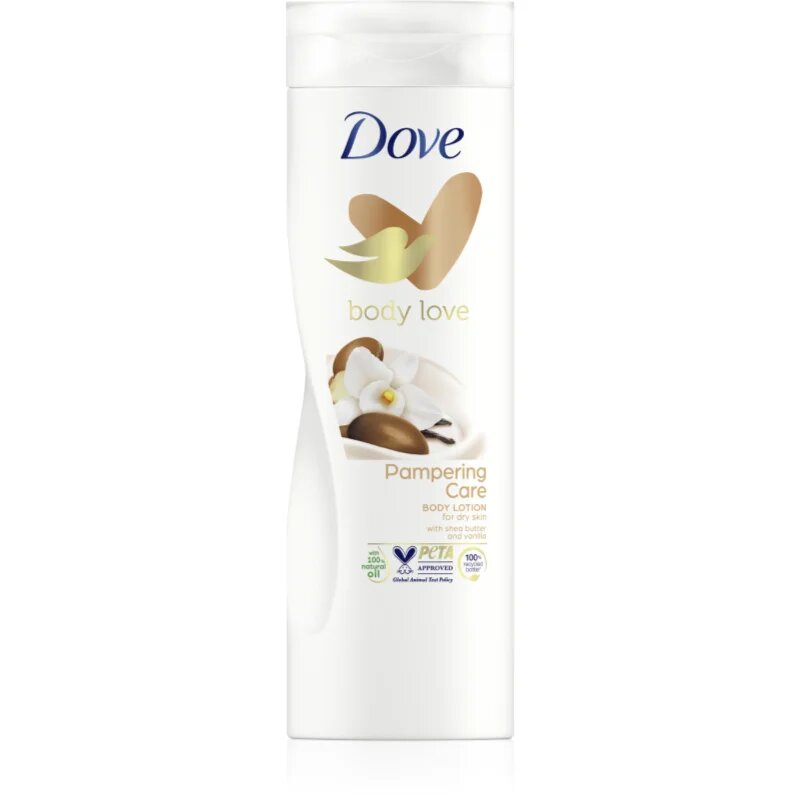 Dove Body Love Pampering Care vyživující tělové mléko bambucké máslo a vanilka 400 ml