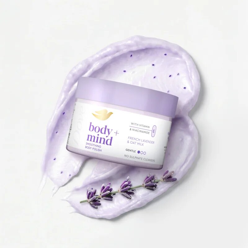 Dove French Lavender & Oat Milk tělový peeling 295 ml