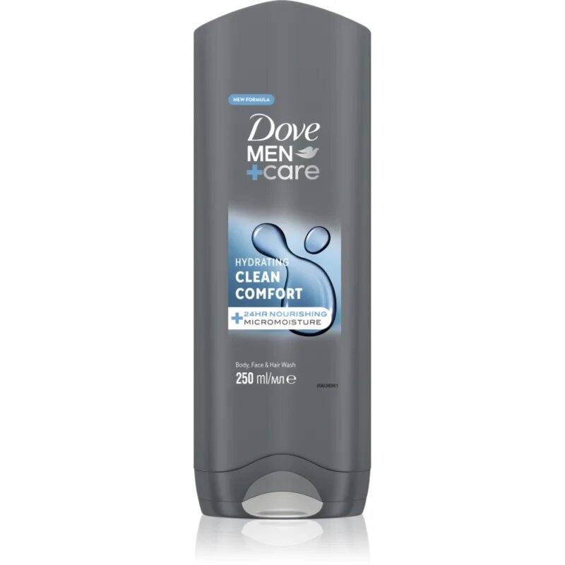 Dove Men+Care Clean Comfort sprchový gel na obličej tělo a vlasy 250 ml