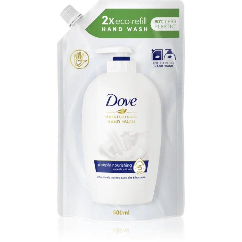 Dove Moisturizing Hand Wash Deeply Nourishing tekuté mýdlo – náhradní náplň 500 ml
