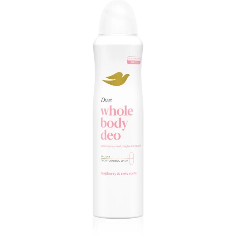 Dove Whole Body Deo Raspberry & Rose deodorant ve spreji na tělo 150 ml