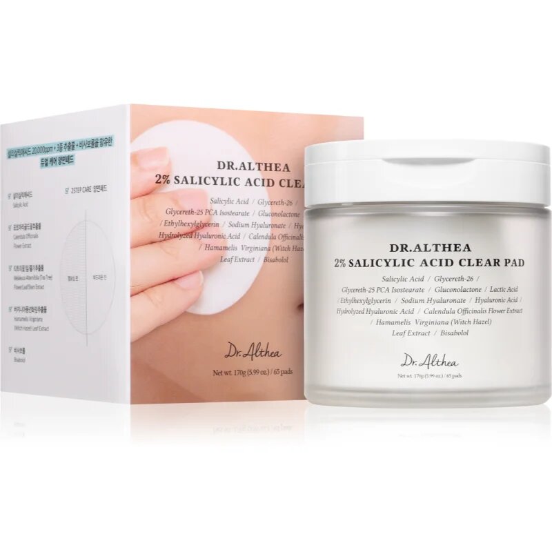 Dr. Althea 2% Salicylic Acid Clear Pad exfoliační čisticí polštářky s kyselinou salicylovou 65 ks