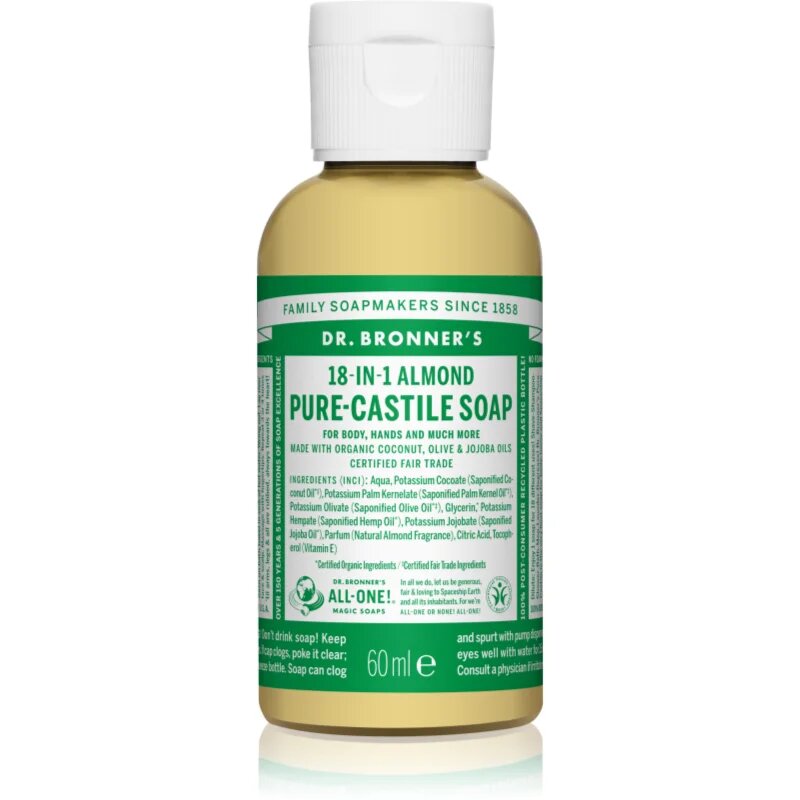 Dr. Bronner’s Almond tekuté univerzální mýdlo 60 ml