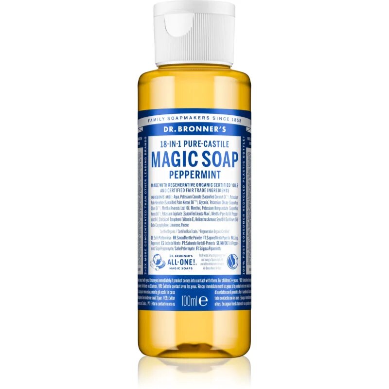 Dr. Bronner’s Peppermint tekuté univerzální mýdlo 100 ml