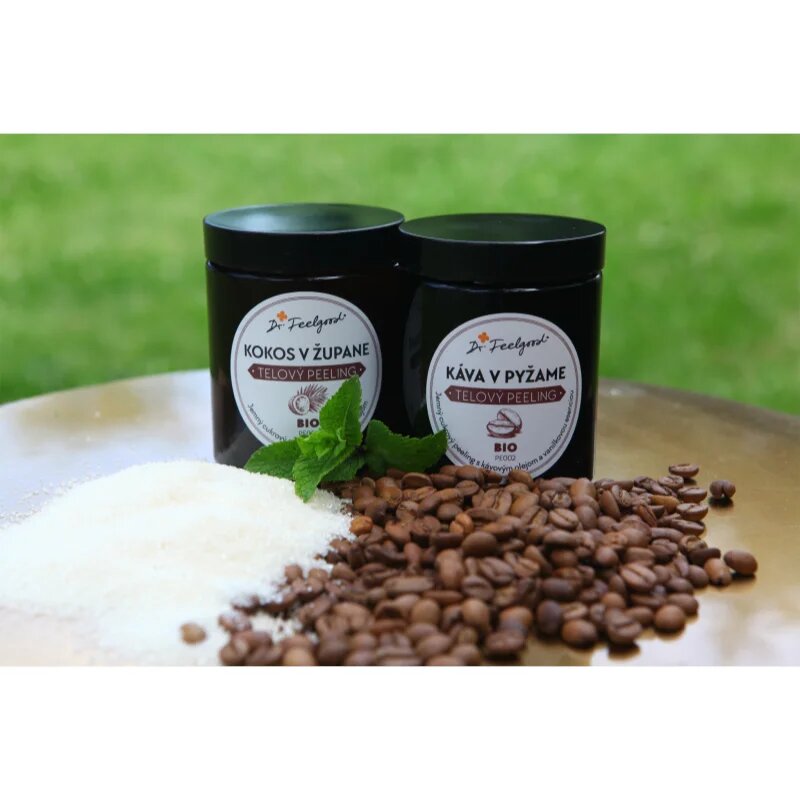 Dr. Feelgood Organic Coconut in a Bathrobe cukrový peeling s kokosovým olejem 120 ml