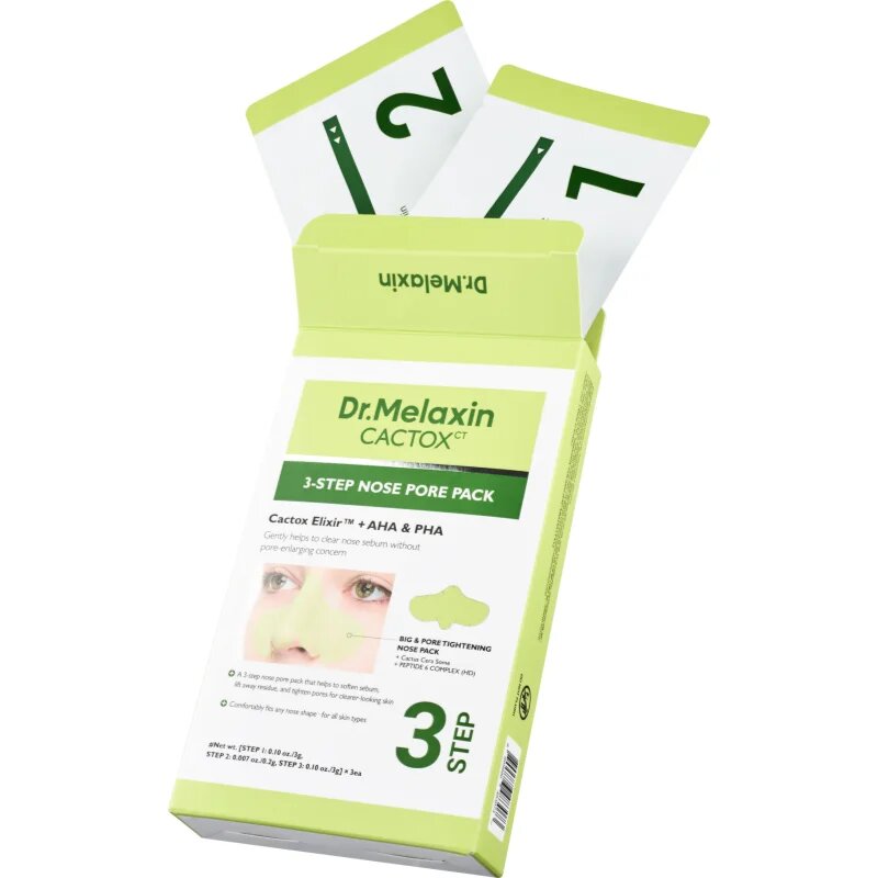 Dr. Melaxin Cactox 3-Step Nose Pore Pack hloubkově čisticí maska na nos 3 ks