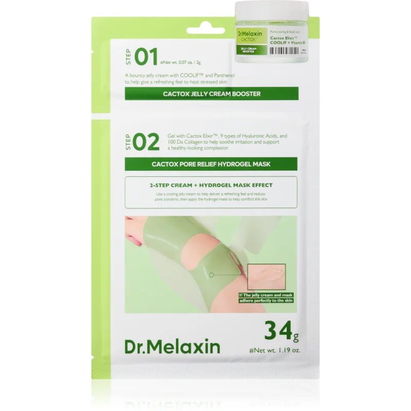 Dr. Melaxin Cactox Pore Relief Jelly Cream Hydrogel Mask intenzivní hydrogelová maska pro hydrataci pleti a minimalizaci pórů 4 ks