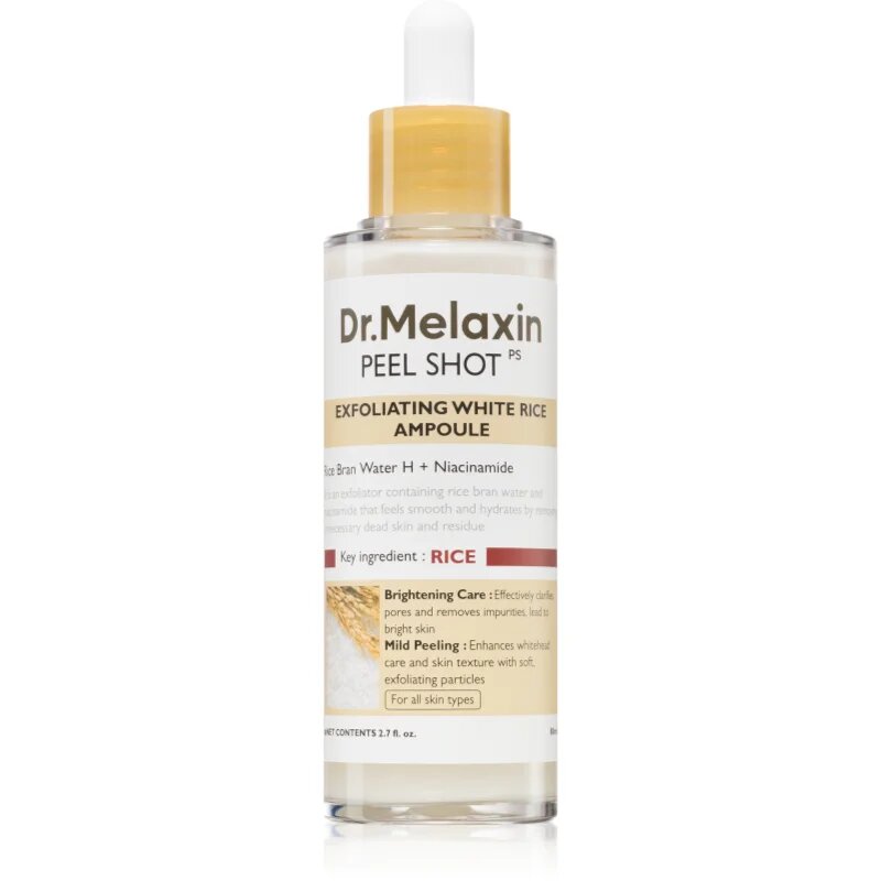 Dr. Melaxin Peel Shot Exfoliating White Rice Ampoule exfoliační peelingové sérum pro rozjasnění a vyhlazení pleti 80 ml