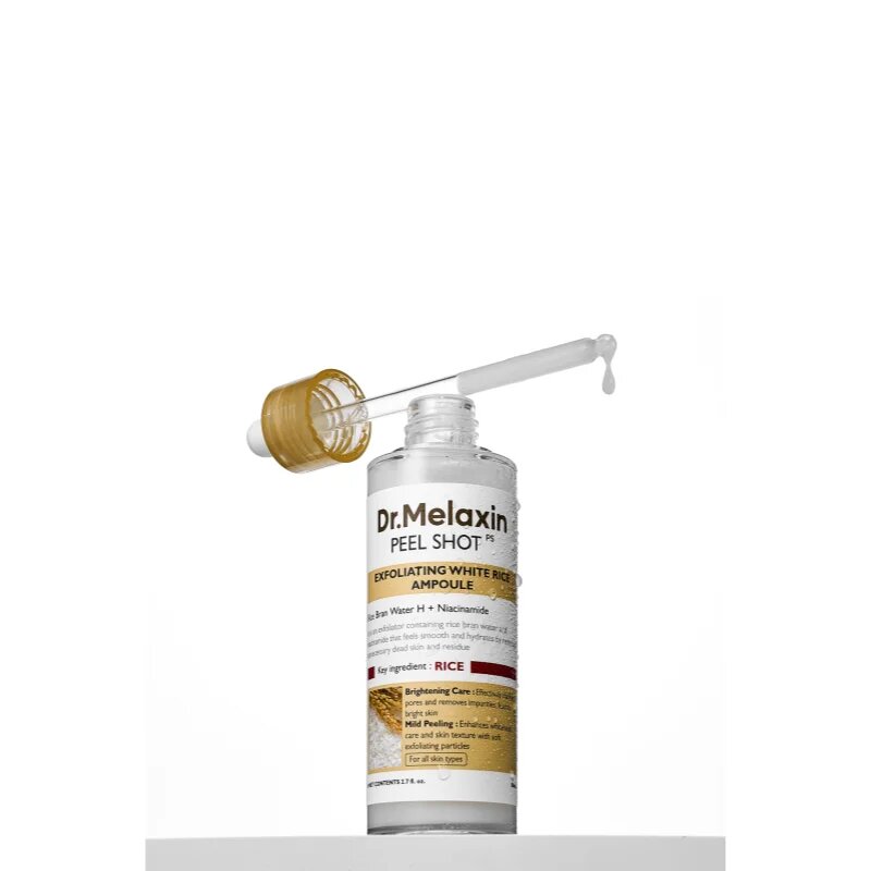 Dr. Melaxin Peel Shot Exfoliating White Rice Ampoule exfoliační peelingové sérum pro rozjasnění a vyhlazení pleti 80 ml