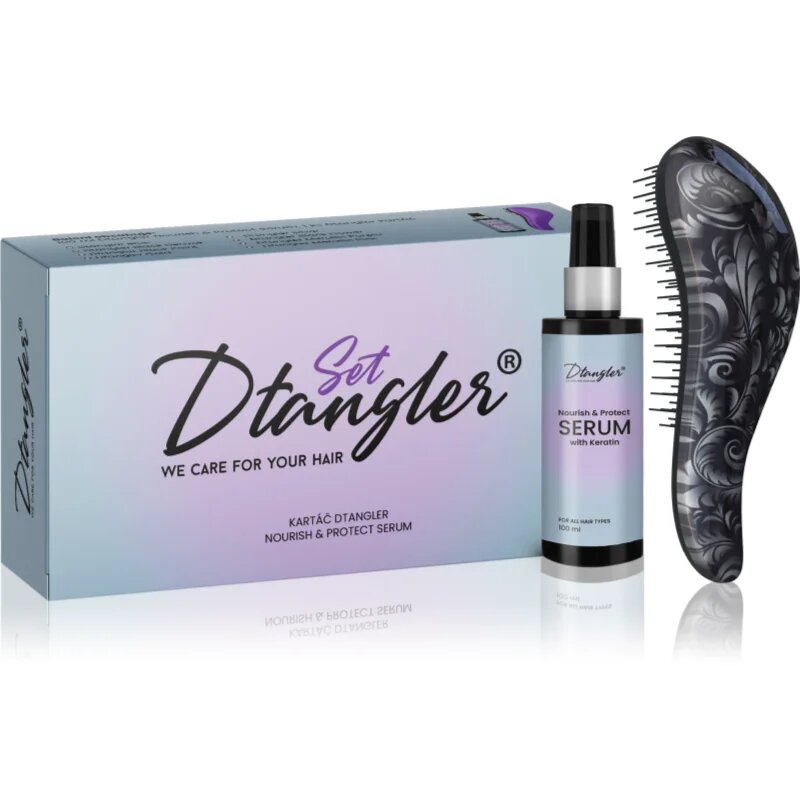 Dtangler We Care For Your Hair Set dárková sada na vlasy Black Flower