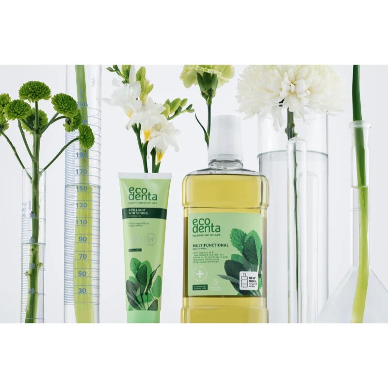 Ecodenta Green Brilliant Whitening bělicí zubní pasta s fluoridem pro svěží dech Mint Oil + Sage Extract 100 ml