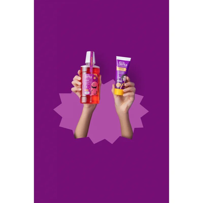 Ecodenta Super + osvěžující ústní voda pro děti příchuť Strawberry 250 ml