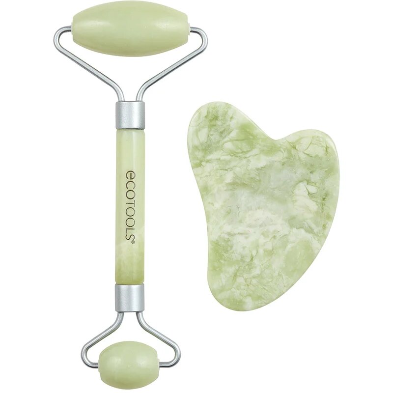 EcoTools Jade Roller & Gua Sha masážní váleček na obličej a masážní pomůcka 2 ks