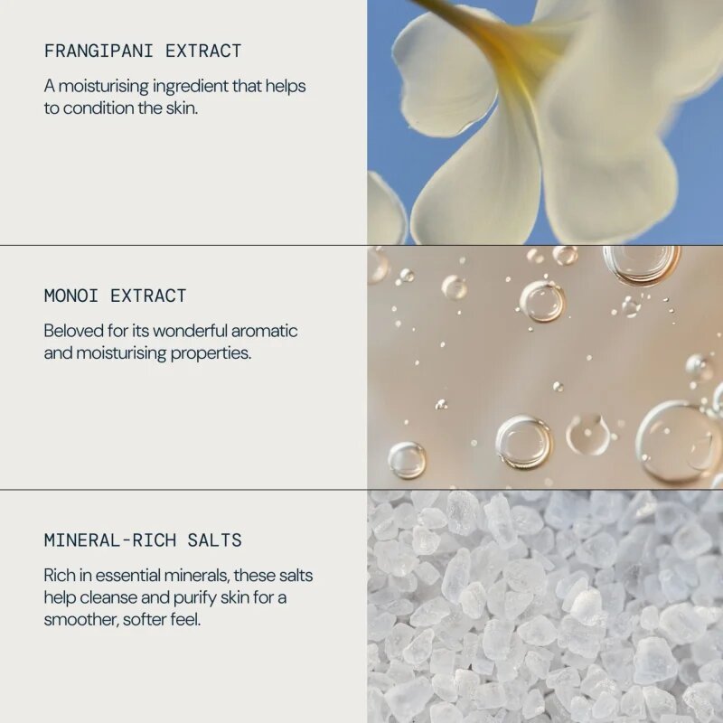 Elemis Body Exotics Frangipani Monoi Salt Glow minerální tělový peeling 490 g