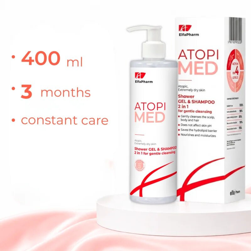 Elfa Pharm Intensive Cosmetic Atopi Med šampon a sprchový gel 2 v 1 pro suchou až atopickou pokožku 400 ml