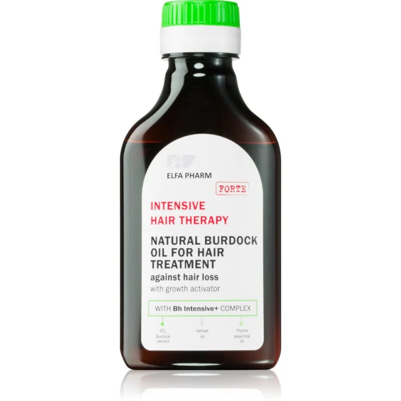 Elfa Pharm Intensive Cosmetic Intensive Hair Therapy Natural Burdock Oil For Hair Treatment olej proti padání vlasů s růstovým aktivátorem 100 ml