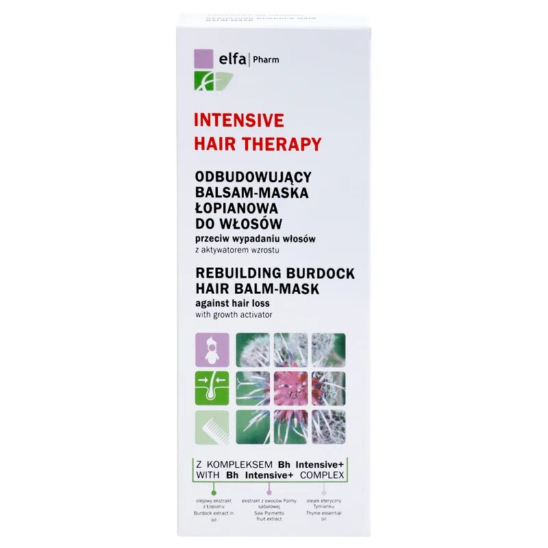 Elfa Pharm Intensive Cosmetic Intensive Hair Therapy Rebuilding Burdock Hair Balm-Mask balzám proti padání vlasů s růstovým aktivátorem 200 ml