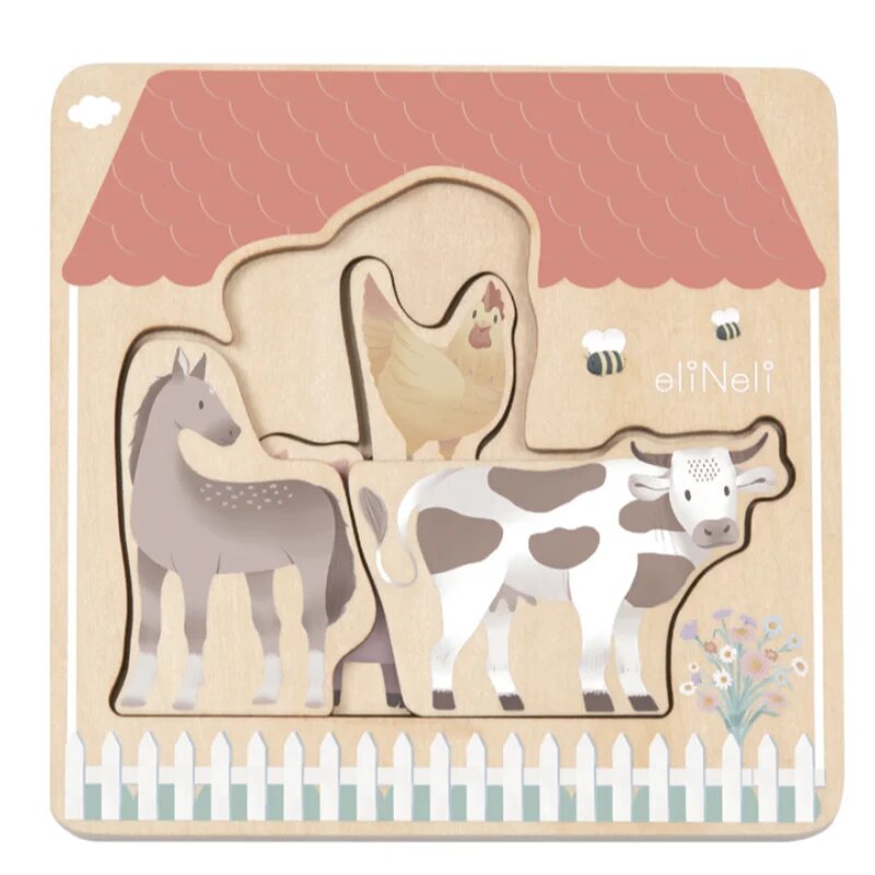 eliNeli Wooden Puzzle Farm puzzle ze dřeva 12m+ 7 ks
