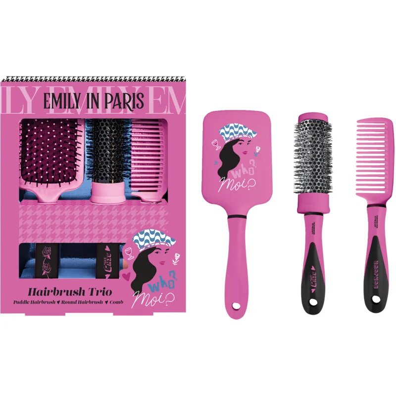 Emily In Paris Hairbrush Trio sada kartáčů na vlasy 3 ks