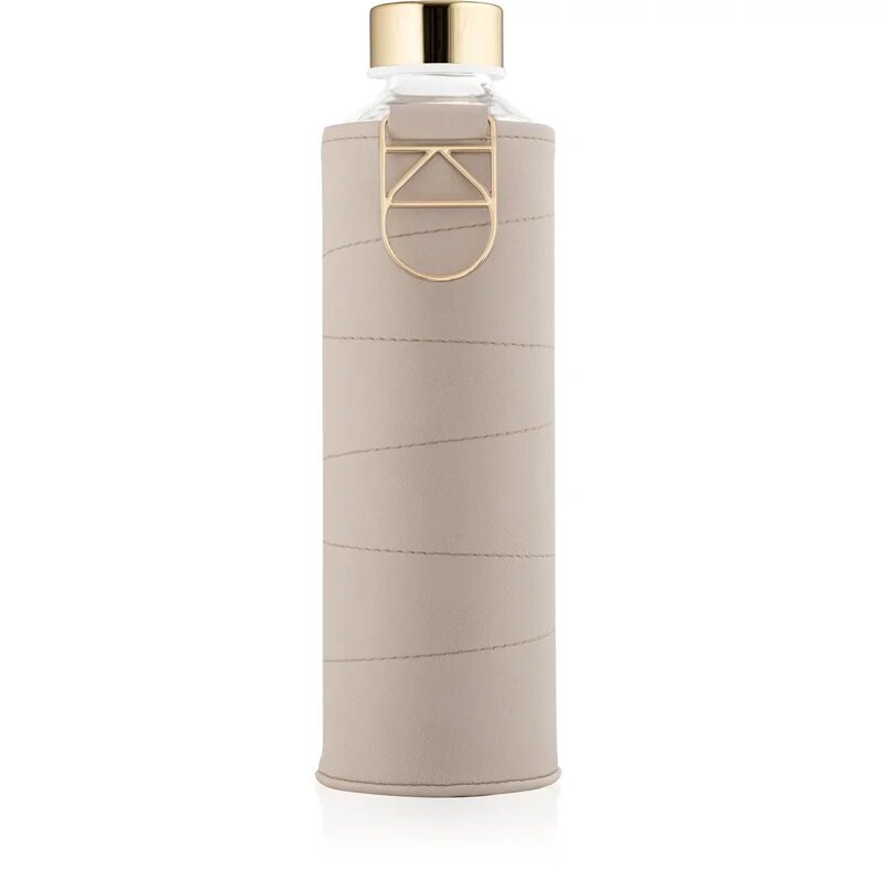 EQUA Mismatch skleněná láhev na vodu + obal z umělé kůže barva Beige 1 ks