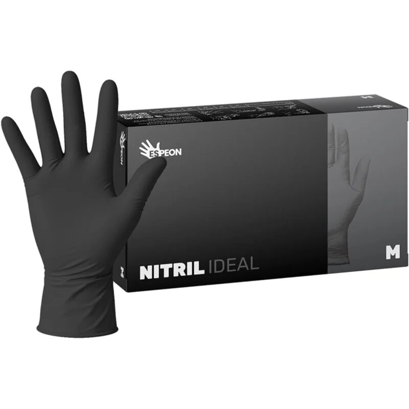Espeon Nitril Ideal3 Black nitrilové nepudrované rukavice velikost M 100 ks