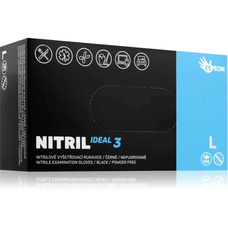 Espeon Nitril Ideal3 Examination Gloves Blue nitrilové nepudrované vyšetřovací a ochranné rukavice velikost L 100 ks