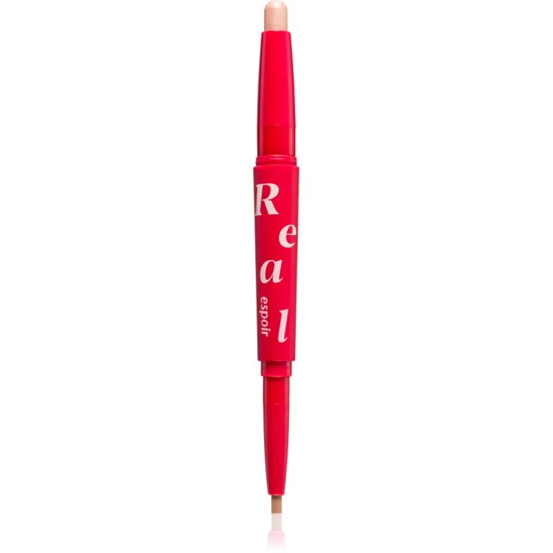 espoir Real Eye Dual Stick dlouhotrvající oční stíny v tužce s rozjasňovačem odstín 02 Peach Beam 0.5 g