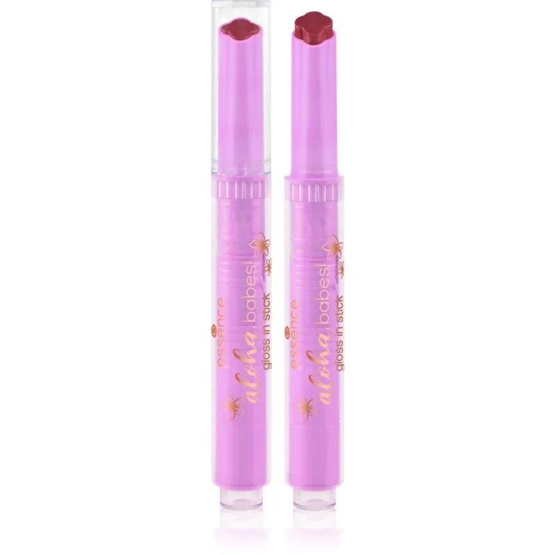 essence aloha babes! krémový lesk na rty v tyčince odstín 01 Sunny Bliss Flower Kiss 1.6 g