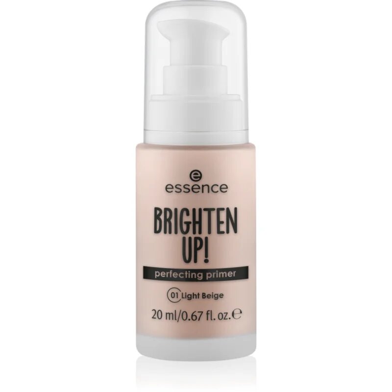 essence BRIGHTEN UP! Perfecting Primer tekutá podkladová báze pod make-up odstín 01 Light Beige 20 ml