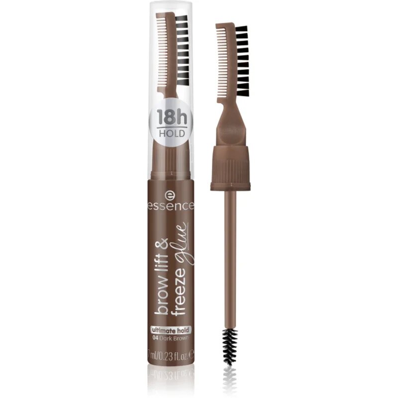 essence Brow Lift & Freeze transparentní gel na obočí odstín 04 Dark Brown 7 ml