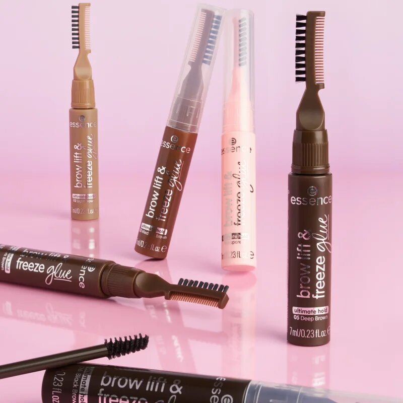 essence Brow Lift & Freeze transparentní gel na obočí odstín 04 Dark Brown 7 ml