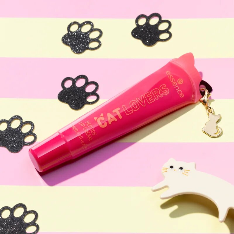 essence DOG GANG OR CAT CREW?!? CAT LOVERS tónovací balzám na rty s peptidy odstín 01 Little Paw 13 ml
